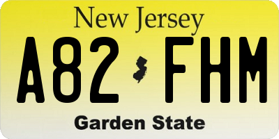 NJ license plate A82FHM