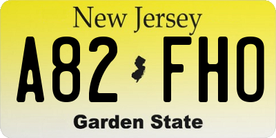 NJ license plate A82FHO