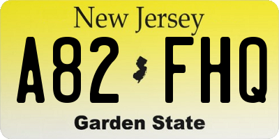 NJ license plate A82FHQ