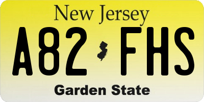NJ license plate A82FHS