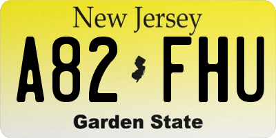 NJ license plate A82FHU