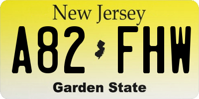 NJ license plate A82FHW