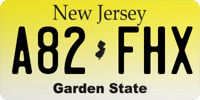 NJ license plate A82FHX