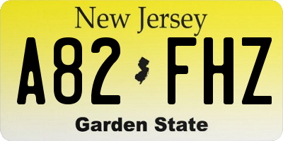NJ license plate A82FHZ