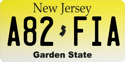 NJ license plate A82FIA