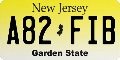 NJ license plate A82FIB