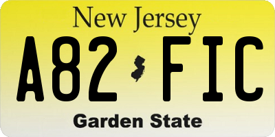 NJ license plate A82FIC