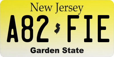 NJ license plate A82FIE