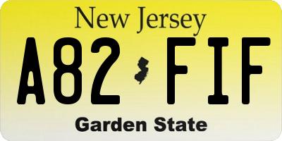 NJ license plate A82FIF
