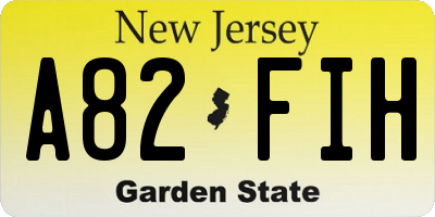 NJ license plate A82FIH