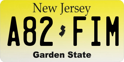 NJ license plate A82FIM