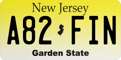 NJ license plate A82FIN