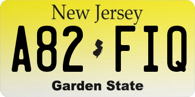 NJ license plate A82FIQ
