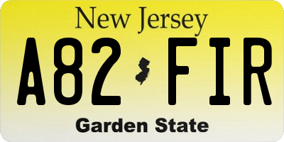 NJ license plate A82FIR
