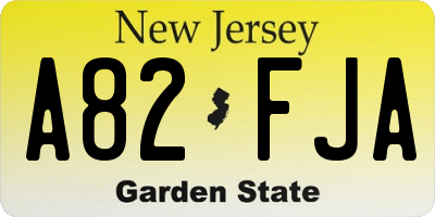 NJ license plate A82FJA