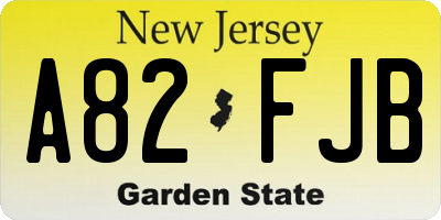 NJ license plate A82FJB