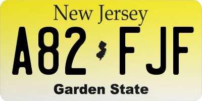 NJ license plate A82FJF