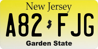 NJ license plate A82FJG