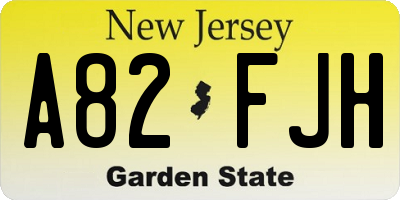 NJ license plate A82FJH