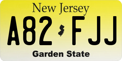 NJ license plate A82FJJ