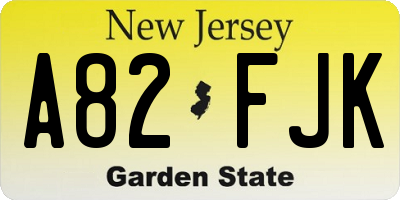 NJ license plate A82FJK