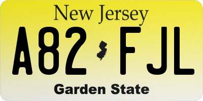 NJ license plate A82FJL