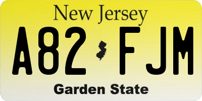 NJ license plate A82FJM