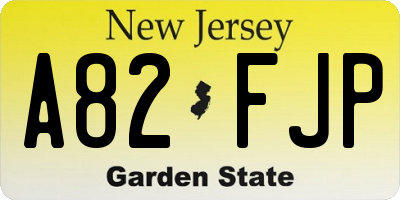 NJ license plate A82FJP