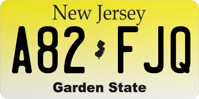 NJ license plate A82FJQ