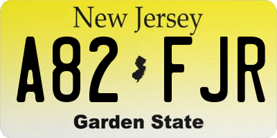 NJ license plate A82FJR