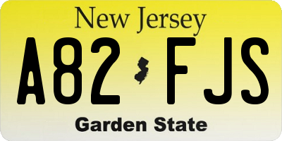 NJ license plate A82FJS