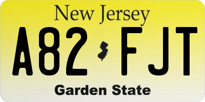NJ license plate A82FJT