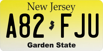 NJ license plate A82FJU