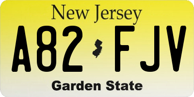 NJ license plate A82FJV