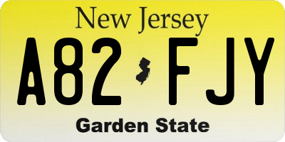 NJ license plate A82FJY