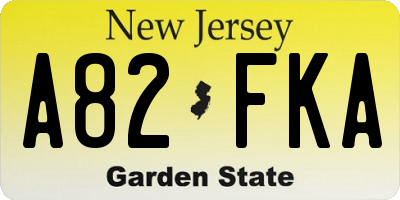 NJ license plate A82FKA