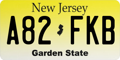 NJ license plate A82FKB
