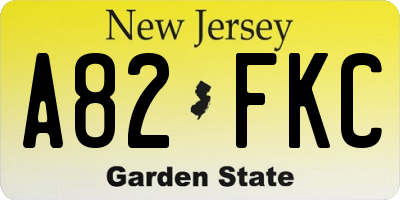 NJ license plate A82FKC