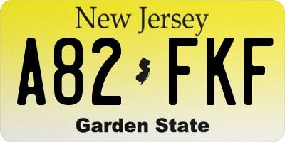 NJ license plate A82FKF