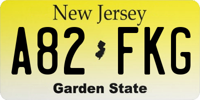 NJ license plate A82FKG