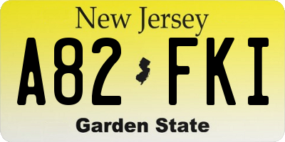 NJ license plate A82FKI