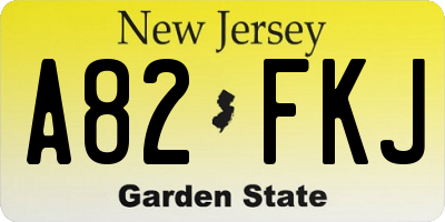 NJ license plate A82FKJ
