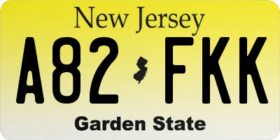NJ license plate A82FKK