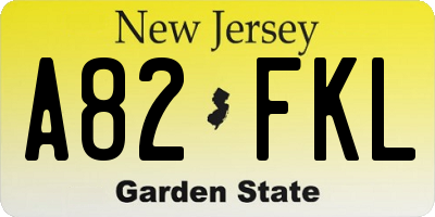 NJ license plate A82FKL