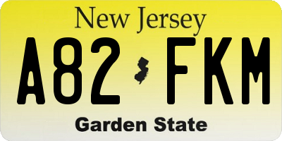 NJ license plate A82FKM