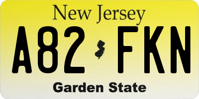 NJ license plate A82FKN