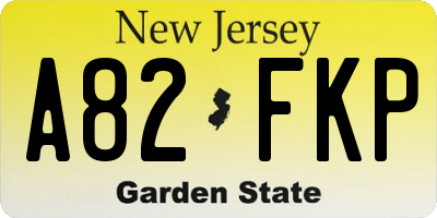 NJ license plate A82FKP