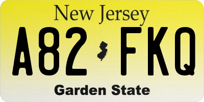 NJ license plate A82FKQ