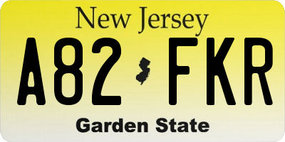 NJ license plate A82FKR