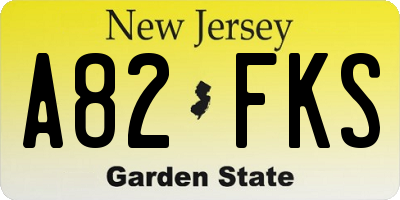 NJ license plate A82FKS